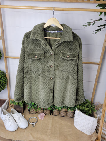 Fleece Shacket - Olive