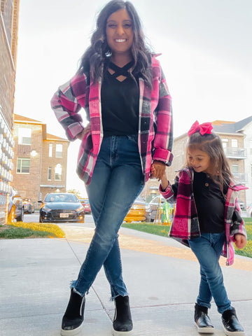 Pink & Black Flannel Shacket