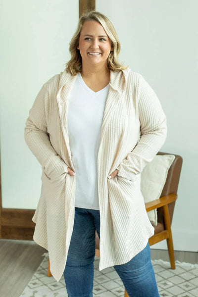 Claire Hooded Waffle Cardigan