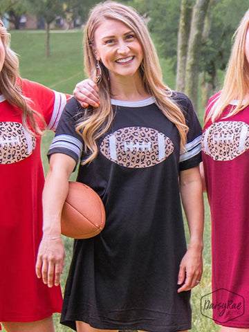 LEOPARD PRINT FOOTBALL ON BLACK TEAM SPIRIT DRESS