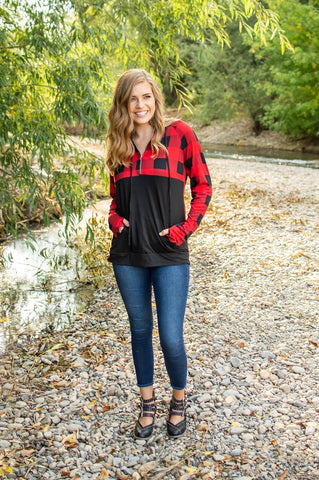 Buffalo Half Zip | Black and Red