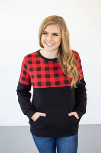 Buffalo Plaid Crew Neck Pullover