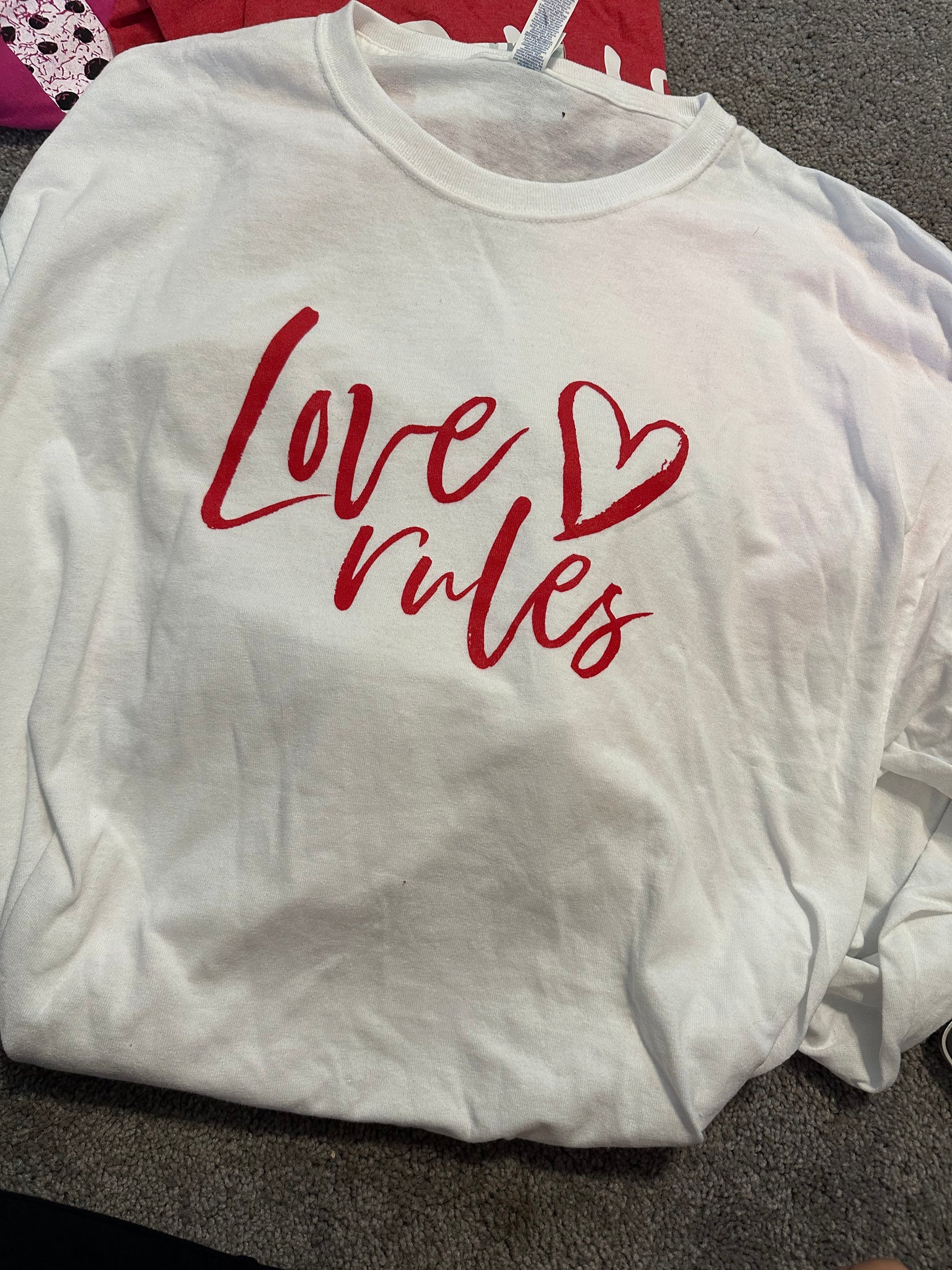 White Long Sleeve Love rules tee