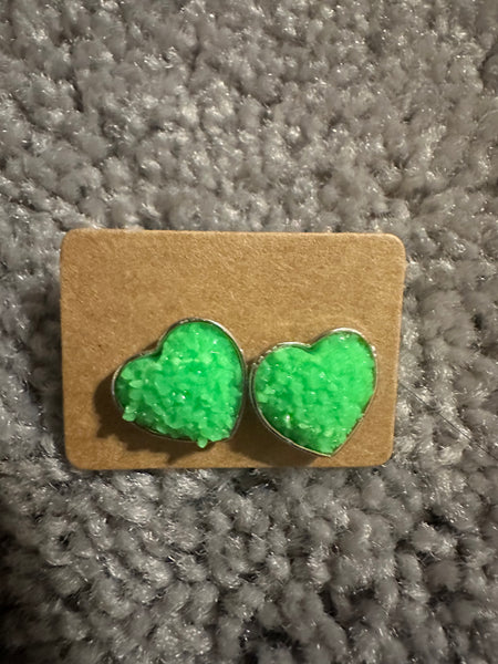 Druzy Heart Stud Earrings