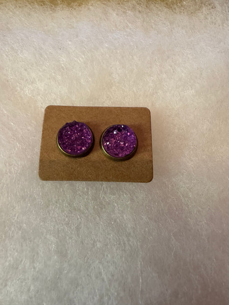 Druzy Stud Earrings 8mm