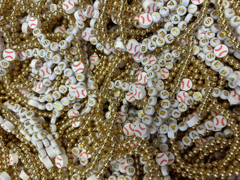 Baseball stretchy bead bracelets