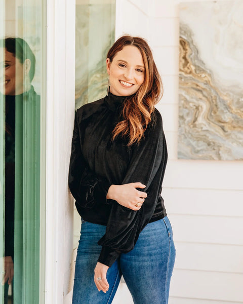 LOVE AND CHERISH VELVET TURTLENECK IN BLACK