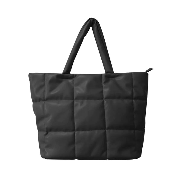 Black Quilted Puffer Tote Bag