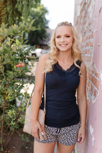 Simply Lace Dark Navy Sleeveless Top