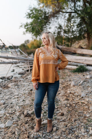 Copy of Threads Of Autumn Top In Marigold