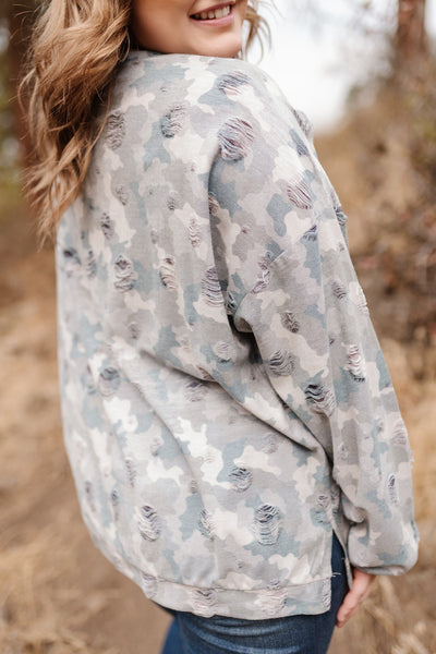 Copy of No Need To Be Distressed Top In Camo