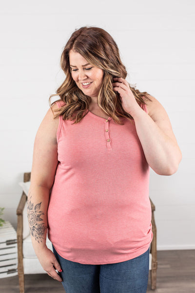 Addison Henley Tank - Heathered Pink