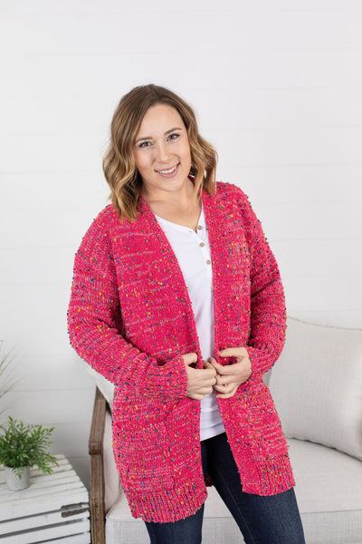 IN STOCK Carly Confetti Dot Cardigan - Pink FINAL SALE