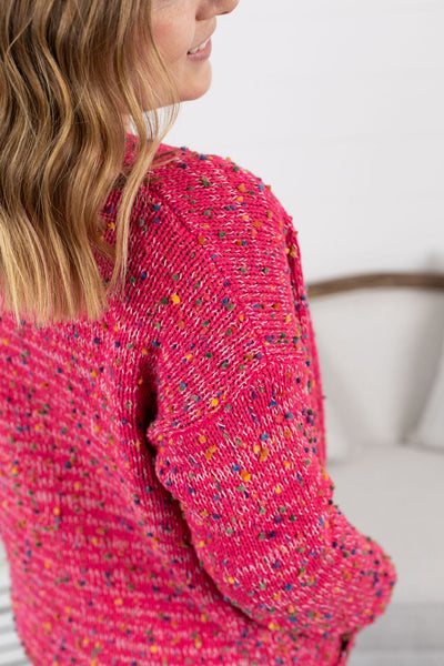 IN STOCK Carly Confetti Dot Cardigan - Pink FINAL SALE