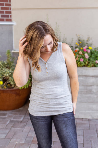 Addison Henley Tank - Light Grey IN STORE