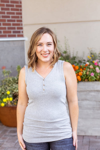 Addison Henley Tank - Light Grey IN STORE