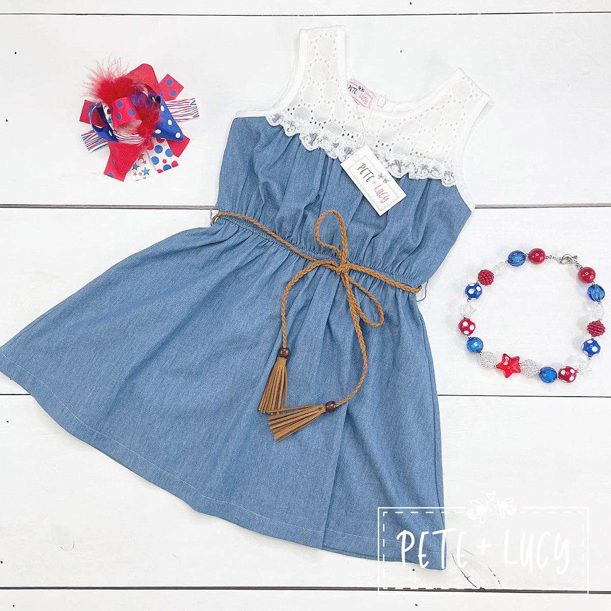 Americana girls chambray dress