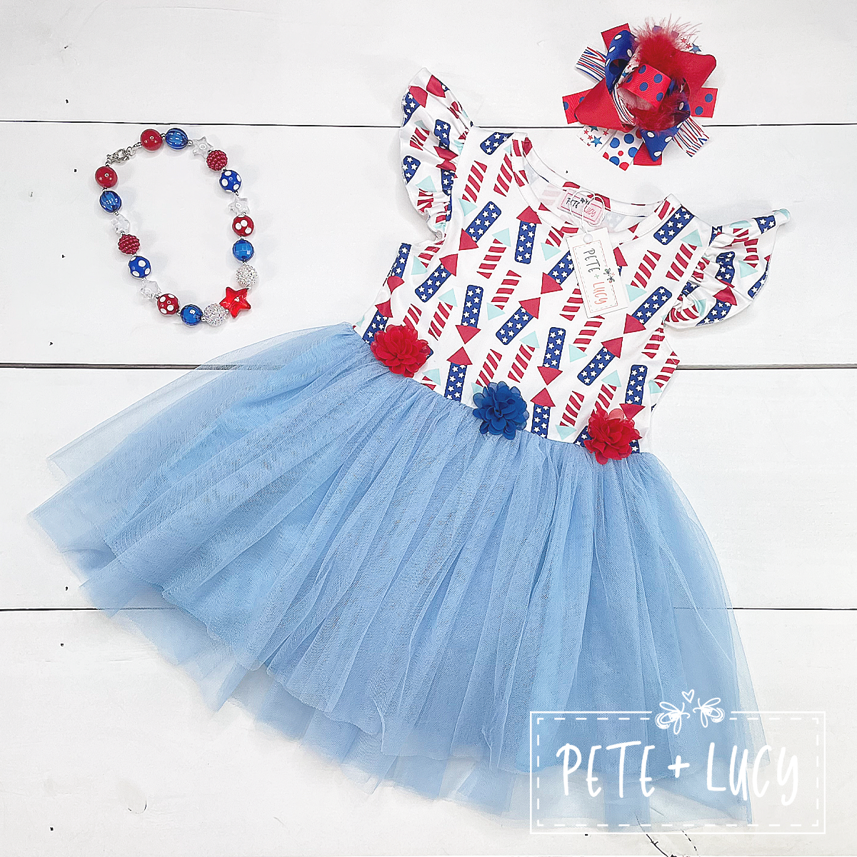 Americana girls tulle dress