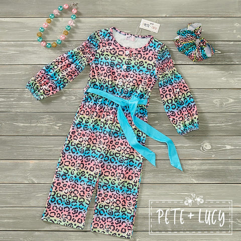 Bright Leopard Cheer Jumpsuit