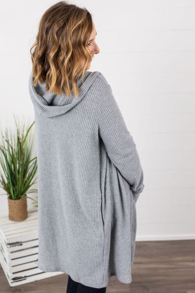 Claire Hooded Waffle Cardigan