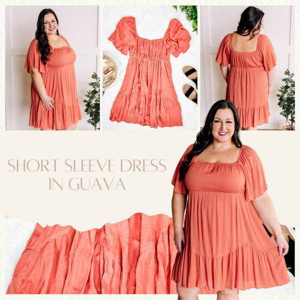 Short Sleeve Dress In Guava