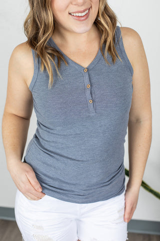 Addison Henley Tank - Denim IN STORE