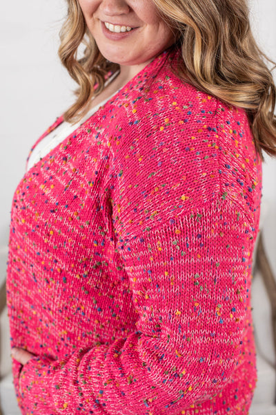 IN STOCK Carly Confetti Dot Cardigan - Pink FINAL SALE