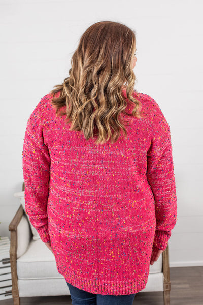 IN STOCK Carly Confetti Dot Cardigan - Pink FINAL SALE