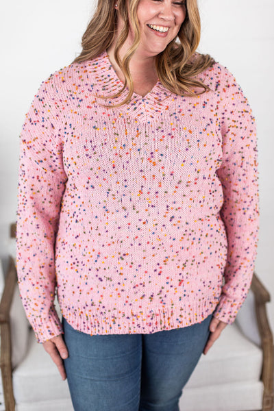 IN STOCK Confetti Sweater - Pink FINAL SALE