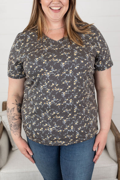 IN STOCK Olivia Tee - Grey Floral FINAL SALE