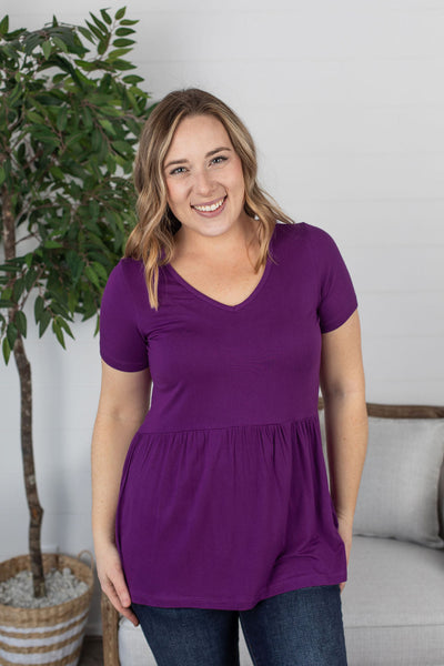 IN STOCK Sarah Ruffle Top - Purple FINAL SALE