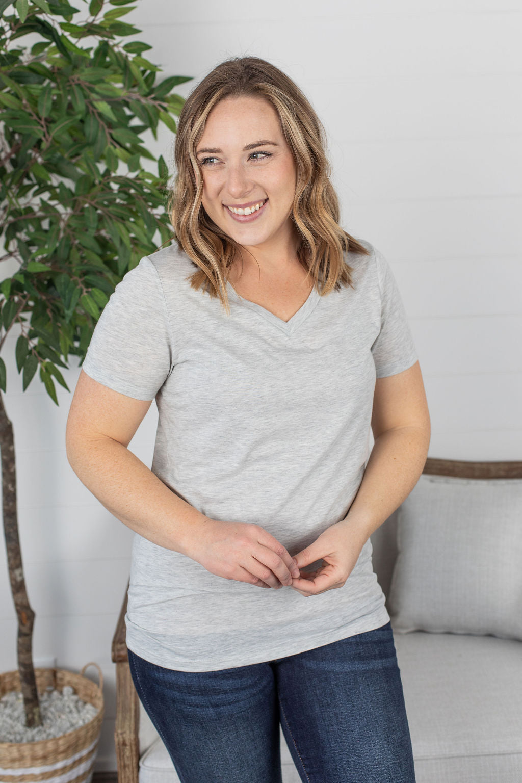 IN STOCK Olivia Tee - Light Grey FINAL SALE