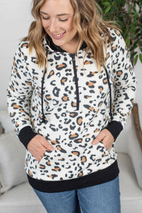 IN STOCK Ivory Leopard Sherpa HalfZip Hoodie FINAL SALE