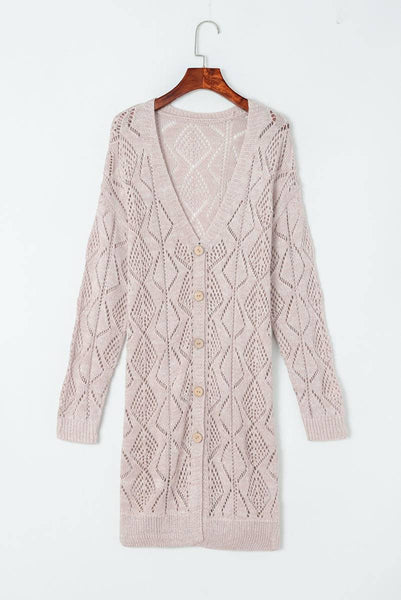 Long Sleeve Button Up Loose Knit Cardigan