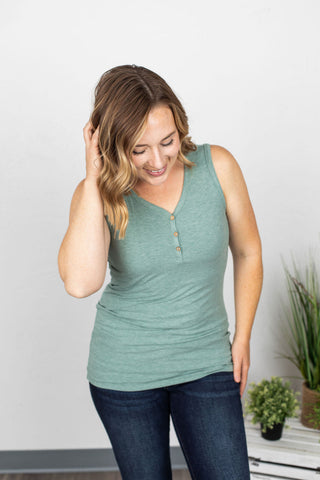 Addison Henley Tank - Heathered Sage