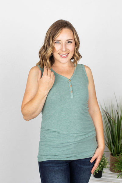 Addison Henley Tank - Heathered Sage