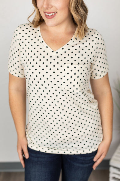 IN STOCK Sophie Pocket Tee - Cream Polka Dot FINAL SALE