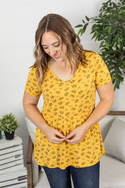 IN STOCK Sarah Ruffle Top - Yellow Floral FINAL SALE