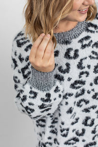 Cozy Leopard Sweater - Grey IN STORE