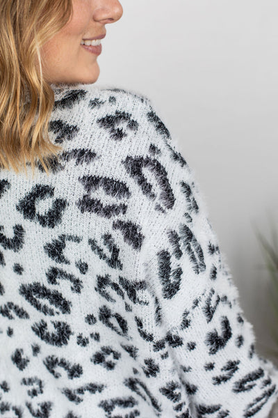 Cozy Leopard Sweater - Grey IN STORE