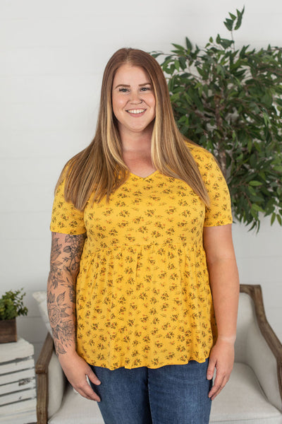 IN STOCK Sarah Ruffle Top - Yellow Floral FINAL SALE