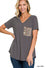 ASH GREY Leopard Pocket Cozy Tee