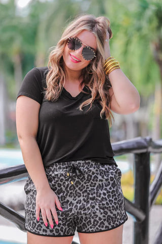 Spot On Leopard Drawstring Everyday Shorts