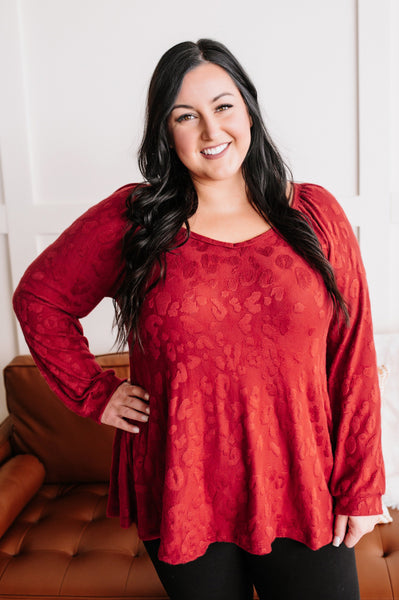 Speed It Up Leopard Print Top In Red