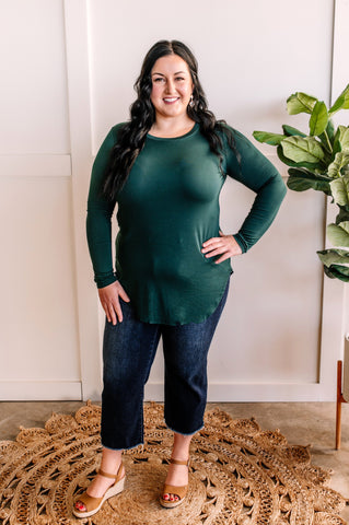 Long Sleeve Top In Hunter Green