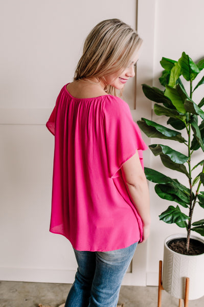 Malibu Pink Smocked Pleated Blouse