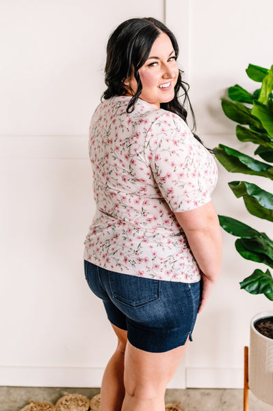 Square Neck Ivory Floral Top