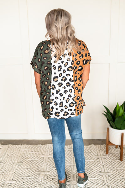 OUTLET - *Walk On The Wild Side Top In Leopard Stripes - Large