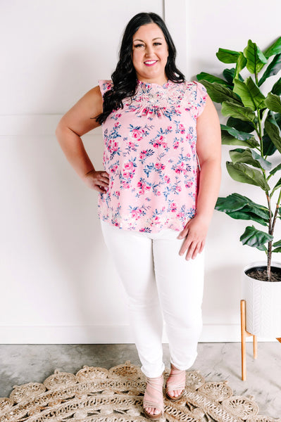 Emily Wonder Embroidered Floral Blouse In Soft Pink