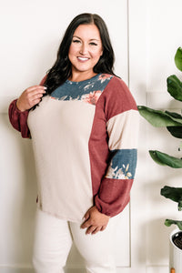 Cream Color Block Top In Rustic Fall Florals